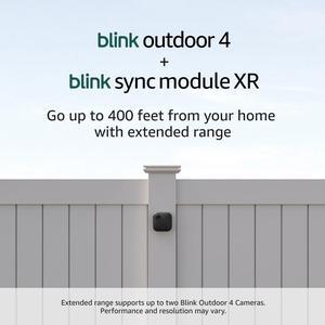Blink Outdoor 4 + Sync Module XR  Wire-free smart security camera, two-year battery, go up to 400 feet from your home with extended range  2 camera system