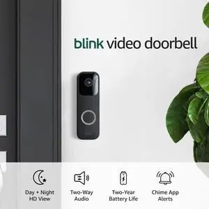 Blink Video Doorbell (Black) + Mini Camera (Black) with Sync Module 2 | Two-Way Audio, HD Video, Motion and Chime Alerts | Alexa Enabled