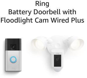 Ring Battery Doorbell with Ring Floodlight Cam Wired Plus (White)
