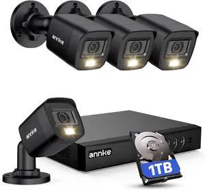 8CH H.265+ 3K Lite Wired Security Camera System with AI Human/Vehicle Detection, 4 x 1920TVL 2MP CCTV IP67 Cameras with Smart Dual Light for Outdoor Use, Color Night Vision, 1TB Hard Drive