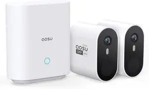 AOSU Security Cameras Wireless Outdoor - 3K 5MP Ultra HD, Home Security System, 240-Day Battery Life, Motion Detection, 166° Wide View, Night Vision, 32GB Local Storage, No Monthly Fee