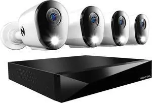 Night Owl 2-Way Audio 12 Channel DVR Video Home Security Camera System with (4) Wired 2K HD Indoor/Outdoor Deterrence Cameras and 1TB Hard Drive (Add up to 4 More Wired and 4 Wi-Fi Cameras)