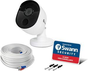 Swann Indoor/Outdoor Home Security Camera, 1080p PIR Bullet Cam, Infrared Night Vision, Thermal Heat Sensing, BNC Wired Add to DVR, SWPRO-1080MSB, 1080p Bullet Security Camera (SWPRO-1080MSB-US)