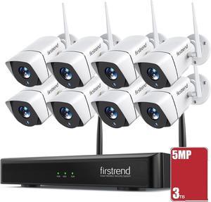 Wireless Security Cameras System, Firstrend 5MP Continuous Recording Ultra HD 8 Camera for Home Surveillance with 8CH NVR 3TB Hard Drive Night Vision Motion Detection App for Indoor Outdoor Business