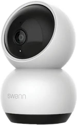 Swann EVO 2K Pan-Tilt Indoor Wi-Fi Security Camera: 2K HD video, plug-in, auto tracking, sound/motion/pet/person detection, live view, night vision, 2-way talk/siren, baby monitor, local/cloud storage