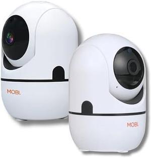 MobiCam HDX Wi-Fi Pan & Tilt Smart Nursery, Elderly & Home Monitoring Camera, 1080p HD Indoor Security Night Vision IP Camera, Motion Detection, Two-Way Audio, Cloud & SD Card Storage - (2-Pack)