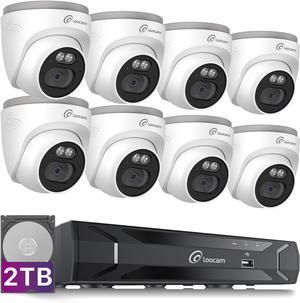 PoE Security Camera System 8CH 5MP NVR, 8Pcs 4MP Dome IP Cameras Wired Surveillance Camara System, AI Motion Human Detection, Two-Way Audio, 2TB HDD for 24/7 Record Outdoor Indoor, App Remote