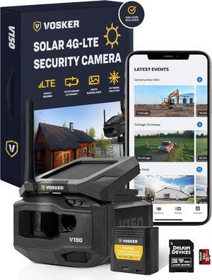 Vosker V150 Solar-Powered LTE Cellular Home Security Outdoor Camera | Motion Activated Sensor Nightvision Wireless Camera | Receive Photos on Your Mobile App (V150-US-MSD32GB)