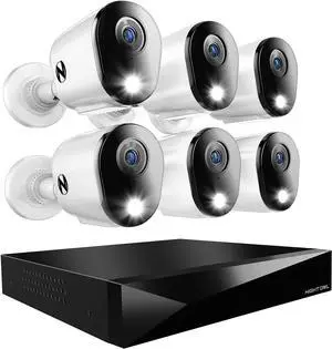 Night Owl 2-Way Audio 12 Channel DVR Video Home Security Camera System with (6) Wired 2K HD Indoor/Outdoor Deterrence Cameras and 2TB Hard Drive (Add up to 4 More Wired and 4 Wi-Fi Cameras) (6 Camera)