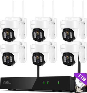 XMARTO WiFi 6 10CH HD PTZ Security Camera System - Wireless Outdoor/Indoor, 10X Zoom, 4K NVR with 6MP Home Cams, 1TB HDD (Plug-in 24/7 Surveillance, WiFi-Relay)