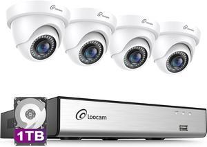Wired Security Camera System, AI Human/Vehicle Detection, 2MP HD 1920TVL Surveillance CCTV Dome Cameras Indoor Outdoor, H.265+ 8CH DVR & 1TB HDD, Night Vision, Smart Playback, Remote Access