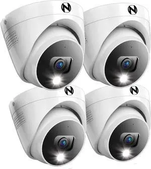 Night Owl Add On Wired 2K HD Indoor/Outdoor Deterrence Dome Cameras with 2-Way Audio (4 Pack)