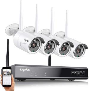 SANNCE 10CH 5MP NVR All-in-One Wireless CCTV Security Camera System with 4 * 5MP Waterproof Surveillance IP Cameras, Plug an Play, Enhance Signal, P2P, Snapshot Email Alert & APP Push