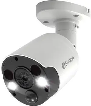 Swann Add-On DVR Bullet Security Camera with Sensor Spotlight, 4K Ultra HD Video, Indoor or Outdoor Design, Dusk to Dawn Color Night Vision Plus True Detect Heat and Motion Detection