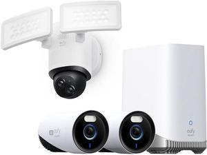 eufy Security eufyCam E330 (Professional) 2-Cam Kit, 4K Outdoor Security Camera System+eufy Security Floodlight Camera E340 Wired, 360° Pan and Tilt