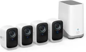 eufy security eufyCam 3C 4-Cam Kit, Security Camera Outdoor Wireless, 4K Camera, Expandable Local Storage up to 16TB, Face Recognition AI, Spotlight, Color Night Vision, No Monthly Fee