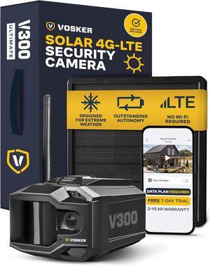 Vosker V300 Ultimate 4G-LTE Autonomous Outdoor Security Camera with External Solar Panel | High-Capacity 15,000 mAh External Solar Power Bank | SIM Cards Included | No WiFi Needed | Live Streaming