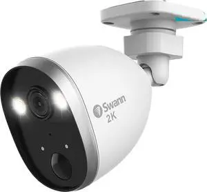 Swann Wi-Fi Security Camera Outdoor Indoor, 2K Quad HD Powered Home Surveillance Security Cameras with 2-Way Talk, Siren, Sportlight, Heat and Motion Triggered Mobile Alerts, Night Vision, Free Cloud