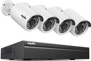SANNCE 8CH 4K PoE CCTV System with 4 * 3MP Outdoor Security IP Camera, Audio Recording, Metal Casing, P2P, Motion Alert and Screenshot, NO HDD