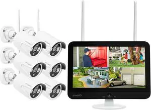 XMARTO 2K QHD Wireless Security Camera, 10CH 4K HD NVR with 12.1" HD Screen and 6X 2K Add-on WiFi Security Camera System