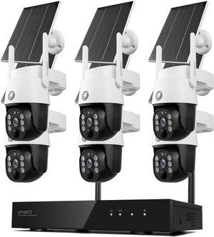 xmartO 10CH 4MP QHD PTZ Solar Wireless Security Camera System, 6*WiFi 6 5G Dual Band Solar Battery PTZ CAM, Wire-Free Easy Installation,10CH 4K Long Range WiFi 6 Surveillance DVR NVR Kit