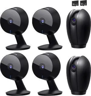 LaView Security Cameras for Home + 2X 32GB SD Cards,PT Home Security Camera System with Motion Detection,Two-Way Audio,Night Vision,Indoor WiFi Camera for Baby/pet,Alexa,USA Cloud Service