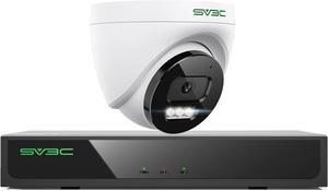 SV3C Poe Security Camera NVR System, 4K 16 Channel Network Video Recorder with 8 POE Port, 4K Poe Dome Camera, Vehicle Human Motion Detection, Color Night Vision, Remote Access, 24/7 Record, ONVIF
