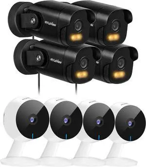 LaView Security Cameras 8pcs, Home Security Camera Indoor 1080P, Wi-Fi Cameras Wired for Pet, Motion Detection, Two-Way Audio, Night Vision, Phone App, Works with Alexa, iOS & Android & Web Access
