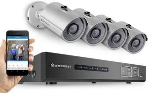 Amcrest Full-HD Video Security System -Weatherproof IP67 Bullet Cameras, 65ft IR LED Night Vision, HDD,Smartphone View (1.3MP IP POE NVR, 1.3MP 4CH NVR + 4 Bullets)