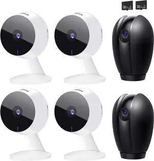 LaView Security Cameras for Home + 2X 32GB SD Cards,PT Home Security Camera System with Motion Detection,Two-Way Audio,Night Vision,Indoor WiFi Camera for Baby/pet,Alexa,USA Cloud Service