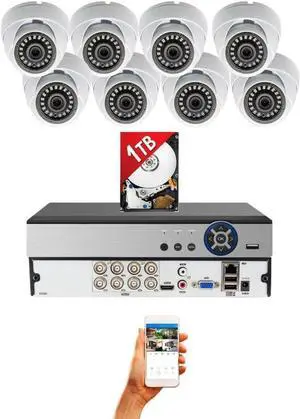 Evertech 8 Channel Security Camera System 1TB Hard Drive HD 1080p Indoor Outdoor 2.8mm Fixed Lens Cameras CCTV Surveillance System Easy Remote Access