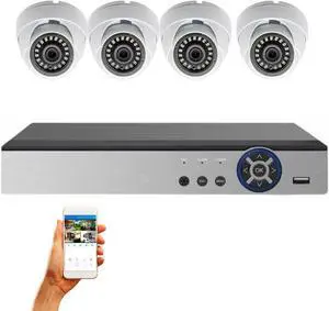 Evertech 1080P HD 8 Channel 4 Dome Security Camera CCTV Surveillance System 4TB HDD, Remote Monitoring, Motion Detection