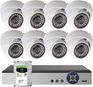 Evertech 8 ch 1080p Security Camera System Indoor Outdoor with 2TB Hard Drive CCTV Recorder 8pcs 1080p Surveillance Cameras with Night Vision Easy Remote Access Motion Alert