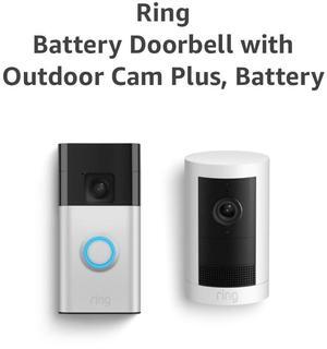 Ring Battery Doorbell, Satin Nickel with All-new Ring Outdoor Cam Plus Battery, White