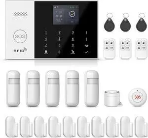 Smart Security Alarm System,Wireless WiFi and 4G GSM Dua-Network,24 Piece Kits with Door/Window Sensor,PIR Detector,Smart Life and Tuya App,Compatible with Alexa and Google for Home Warehouse