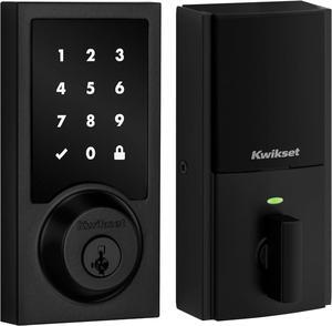 Kwikset HomeConnect 918 Contemporary Z-Wave Long Range Enabled Touch Screen Lock Works with Ring Alarm, Samgsung SmartThings Hub Required, Sold Seperatedly in Matte Black