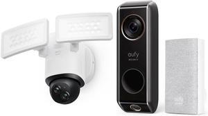 eufy Security Video Doorbell (Wired) S330 with Chime, Dual Camera Floodlight Camera E340 Wired, 360° Pan and Tilt