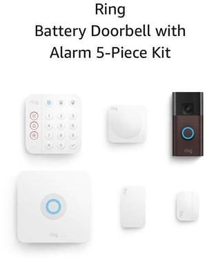 Battery Doorbell (Venetian Bronze) with Alarm 5-piece (White)