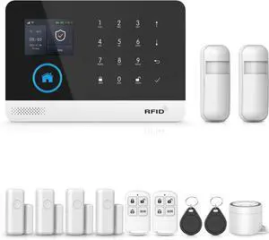 Wireless Alarm System for Home Security,DIY Wifi/4G Tuya Smart Life Burglar Alarm Kits with Door/Window Entry Sensors,Compatible with Alexa and Google,for Apartment Office,Villa