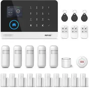 Home Security Alarm Systems,Smart Life Tuya APP,WiFi Wireless 4G Burglar Alarm Kits with Door Window Sensor,Motion Detector Compatible with Alexa and Google,No Month Fee