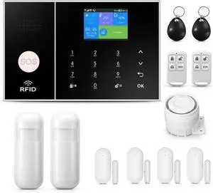 Security Alarm System 99+3 Zone Auto Dial WiFi+GSM/4G Home Burglar Security Wireless GSM Alarm System Detector Sensor Kit Remote Control,Smart Life Tuya APP,NO Monthly Fees