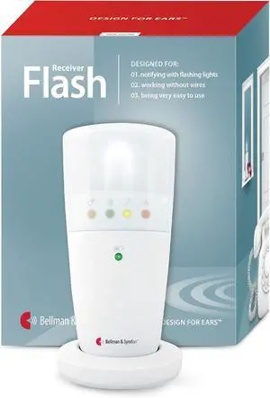 Bellman & Symfon Flash Alert Receiver - Visit Smart Home System Component - Bright Flashing Notification Device for Hard of Hearing and Deaf - Assisted Living Technology