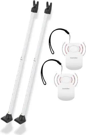 SECURITYMAN 2-in-1 Door Security Bar (2 Pack - White) & Door Handle Alarm (2 Pack)  Heavy-Duty Iron Door Jammer & 130dB Vibration-Triggered Portable Alarm for Home, Travel, and Hotel Security