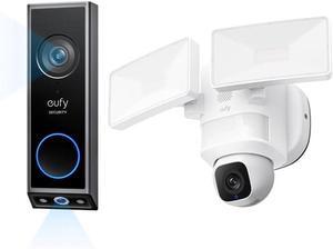 eufy Security Video Doorbell E340 (Battery Powered), Dual Cameras, 2K Full HD + Floodlight Camera E30, Security Camera Outdoor, 360° Pan and Tilt, 2K Video