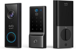 eufy Security, Wireless Video Doorbell S220 Add-on with 2K Resolution and eufy Security Smart Lock C220
