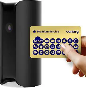 Canary Pro Indoor Home Security Camera + 1 yr Premium Service incl. WiFi 24/7 Watch Live, 30-day Cloud Recording, Smart Alerts, Siren, Climate Monitor, Two-way Talk, Night Vision & more smart features