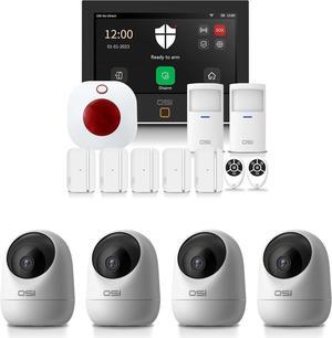 OSI WI-FI Smart Home Security DIY Alarm System GEN 2-11 Piece and + 4 Smart WI-FI Mini PTZ Security Camera Indoor