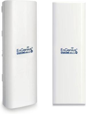 EnGenius ENH500-AX KIT 5GHz Wi-Fi 6 (802.11ax) 2x2 Outdoor Wireless Bridge, up to 1,200 Mbps, high 26 dBm Transmit Power, high gain 16 dBi Integrated Directional Antenna, IP55-rated (2-Pack)