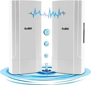 Gigabit Wireless Bridge, KuWFi 1200Mbps WiFi Bridge Point to Point Outdoor, 2.4&5.8G Long Range WiFi Bridge CPE with Panel Antenna Up to 5KM with 48V PoE Power[2-Pack]