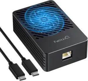 NEWQ 10GbE Ethernet Adapter - Compatible with Thunderbolt 3/4, Built-in 113°F Self-Starting Temperature Controlled Fan, Includes Cable, High-Speed RJ45 Network Connections for Mac and Windows